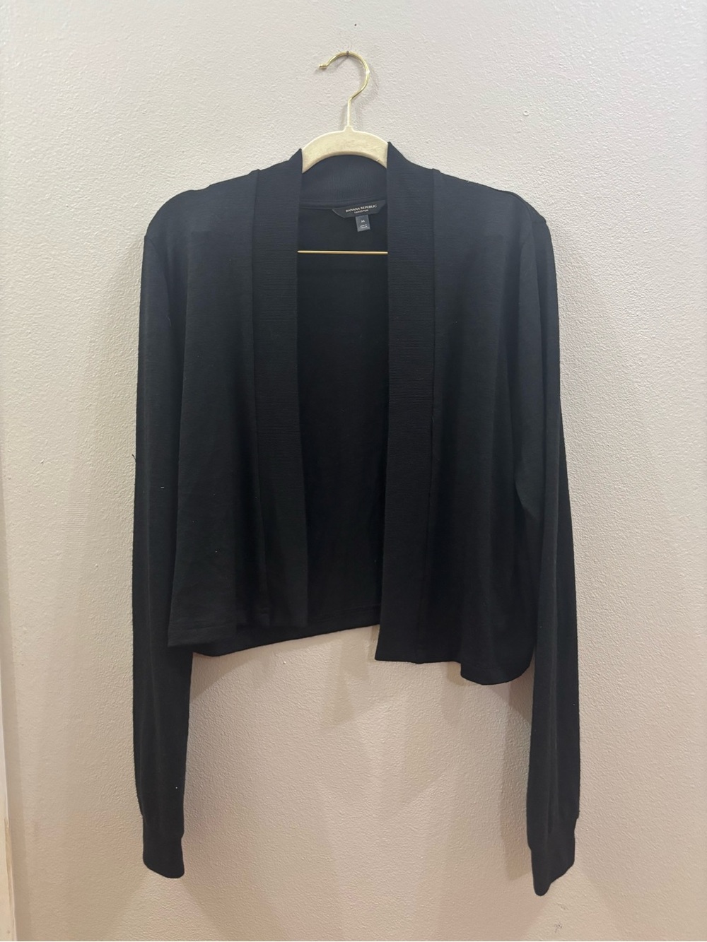 Banana Republic Black Open-Front Cropped Cardigan